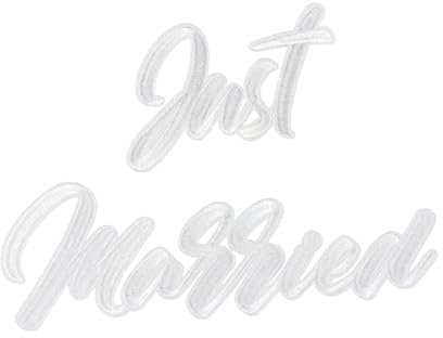 Miss Lovely Bügel-Bild JUST Married DIY Schriftzug zum Aufbügeln in weiß für Junggesellinnen-Abschied JGA-Party Frauen Accessoires Hochzeit Hochzeits-Dekoration Party-Zubehör Deko Braut & Bräutigam
