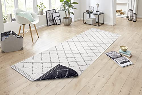 NORTHRUGS Corsica Indoor and Outdoor Rug 80 x 250 cm - Reversible Rug Weatherproof Modern Geometric Pattern Rug for Balcony Patio Garden Conservatory Living Room Rug Waterproof in Night