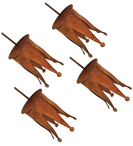 CHAMEEN 4er Set Teelichthalter Krone Edelrost Ø 7 cm Kerzenhalter Adventskranz Deko Kerzenteller