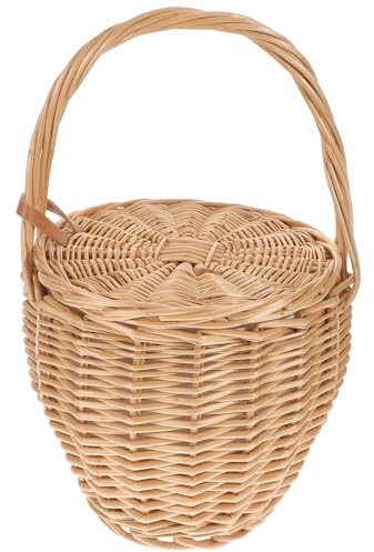Alipis Borsa in Rattan Intrecciata a Mano Con Tracolla Semplice Borsa Da Viaggio Elegante Grande Capacità Per Picnic E Oggetti Quotidiani