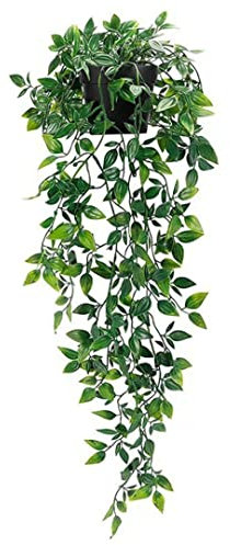 Obelunrp Planta de colgación Artificial, 65 cm Faux Green Leave Vine Plants en macetas con Maceta, decoración de Plantas de simulación al Aire Libre para Pared del jardín doméstico