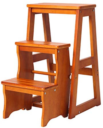 3-lagiger Holz-Tritthocker, klappbar, mit Ablage, multifunktionalem Pedal, und Sicherheitsmerkmale, Höhe von 65 cm, perfekt für Zuhause, Küche und Garage