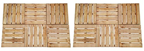 CIADAZ Terrassenfliesen 12 STK Balkonbodenbeläge Wetterfest, Terrassenplatten, Terrassendielen, Balkonboden, Bodenfliesen Im Außenbereich, 50×50 cm Braun Holz
