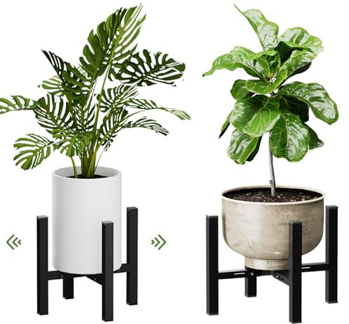 Sungaryard Verstellbarer Pflanzenständer aus Metall für Pflanzen – robuster Pflanzgefäß für den Innen- und Außenbereich, für 20,3 cm - 33 cm Blumentöpfe, schwarz (Blumentopf nicht im Lieferumfang