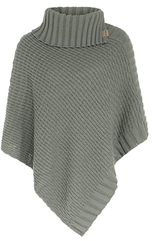 KNIT FACTORY - Nicky Gestrickter Poncho - Damen Strickponcho mit Kragen - Mit Wolle - Hochwertige Qualität