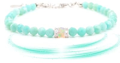 Liberty Angels Armband mit Verschluss Amazonit aus 925er Silber & Opal - Edelstein Armband Damen & Herren - Heilstein Schmuck Armbänder - Hochwertiger Edelstein Schmuck Heilstein Armband echte Steine