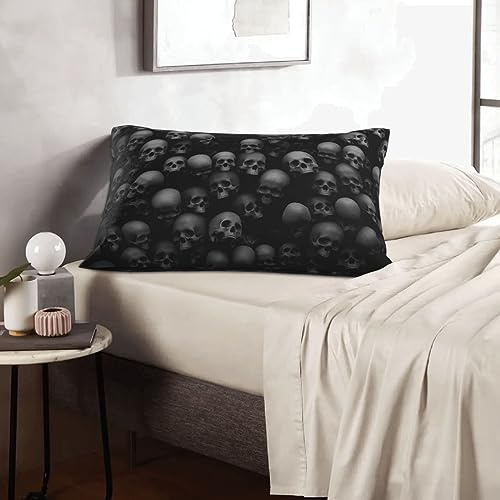 75 cm x 50 cm Kissenbezüge, weich und atmungsaktiv, verdeckter Reißverschluss, Blasen, grauer Totenkopf-Kissenschutz