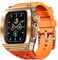 Shellbox Compatible for Apple iWatch Series 9 8 7 45mm/Series 6 SE 5 4 44mm,Protective Rugged Stainless Steel Metal Bumper Case with Strap,Heavy Duty iWatch Cover for Men Women
