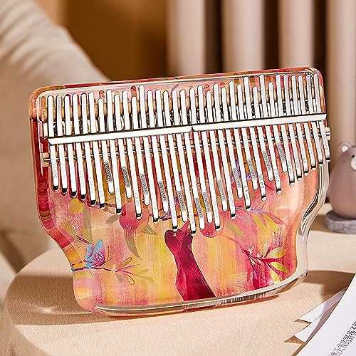 NEDLON Kalimba 17/21/34 Tasten Acryl Daumenklavier Kristall Mbira Finger Klavier Musikinstrument Als Geburtstagsgeschenk (Color : Orange, Size : 34keys)