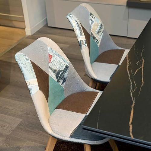 San Marco Chaises de salle à manger Silvia patchwork multicolore (2 chaises)