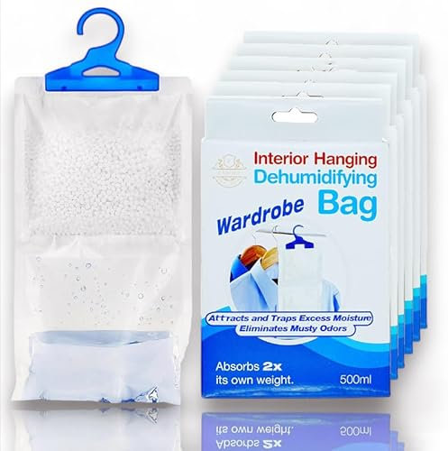Faboer® 12 x Wardrobe Dehumidifier Hanging Bags With Leak Proof Storage Bag & Hanging Hook Ideal To Stop Mould, Mildew & Condensation For Wardrobe | Hanging Dehumidifier Bags | Damp Absorber (12)