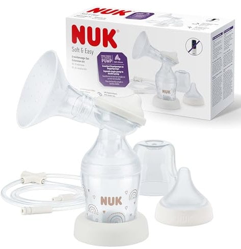 NUK Soft & Easy Erweiterungsset elektrische Milchpumpe | Brustaufsätze aus 100 % Silikon | Brustaufsätze 24 mm & 27 mm | Milchpumpen-Set einzeln und doppel | 1x Perfect Match Babyflasche