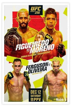 Poster auf Leinwand, Motiv: Boxen, UFC 256, Deiveson Figueiredo vs. Brandon Moreno, Schlafzimmer, Dekoration, Sport, Landschaft, Büro, Raumdekoration, Geschenk, ungerahmt, 30 x 45 cm