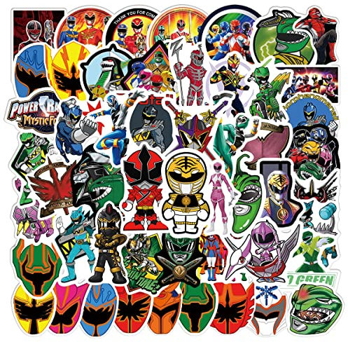 Dinosaurier Aufkleber Mighty Morphin Power Rangers Sticker Set 50 Stücke Niedlich Deko für Auto Laptop Skateboard Fahrrad Moped Motorrad Fahrrad Computer,Geeignet für Erwachsene Kinder