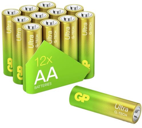 GP ULTRA G-TECH Batteries AA batteries AA pack of 12 Ultra Alkaline disposable double aa batteries 1.5v 10 year shelf life for toys fairy lights camera household applications LR6 Premium AA Battery