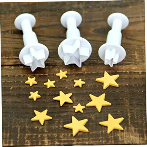 XJKLBYQ Star Mini Fondant Plunger Cutter Set Cake Cookies Cupcake Decorating Tool DIY Mold, 3-Pack,Small