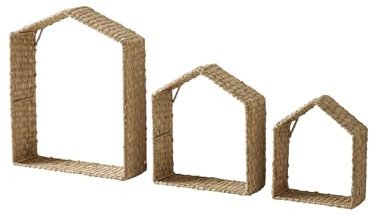Vertbaudet VERTBAUDET3er-Set Kinderzimmer Deko-Regale Haus Seegrasnatur