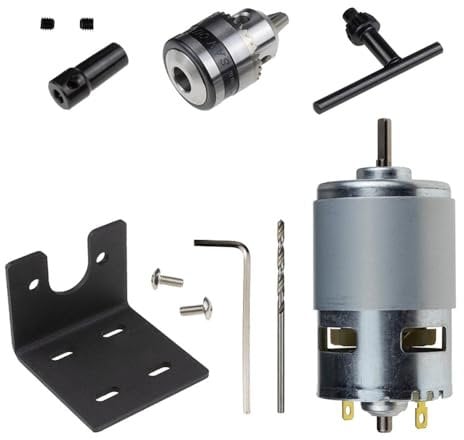 Mulcort Motore 12-24VDC 775 Max 10000 RPM Cuscinetto a sfere Coppia elevata Motore per componenti elettronici Driver per motoriduttore ad alta potenza a basso rumore per utensili elettrici Fai da te