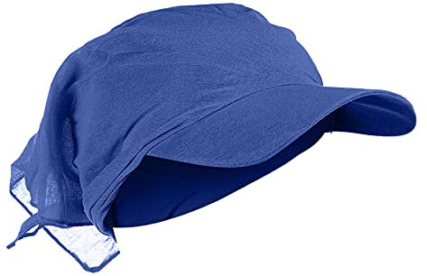 Damen Bandana mit Schirm Haarband Sommer Sonnenhut Kopftuch Visor Strand Cap Bandana Sonnenschutz Mütze Blau Einheitsgröße