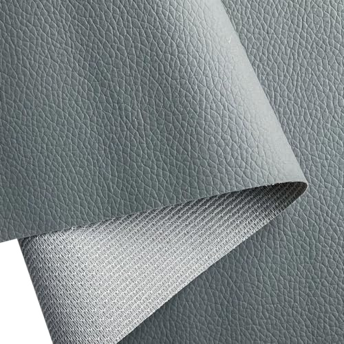 XHT Hochwertiges Kunstleder Meterware, Lederimitat, Wasserdicht, Nähen, Reparatur, Premium Lederstoff (Grau-100 x 160cm)