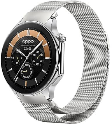 GIOPUEY Armband Kompatibel mit OnePlus Watch 3/2/2R, Geflochtenes Edelstahlarmband [Verschleißfest] [Stilvoll] Ersatzarmband - Silver