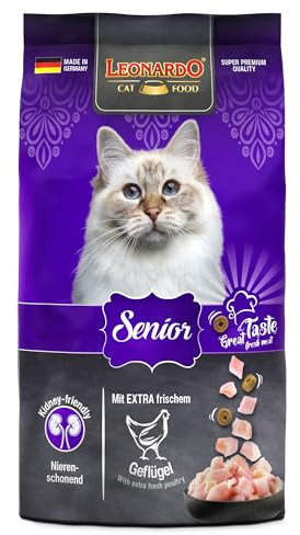 LEONARDO Senior für Katzen, 300g, mit frischem Geflügel, reduzierter Energiegehalt, Ballaststoffe aus Chiasaat, Alleinfutter, Made in Germany