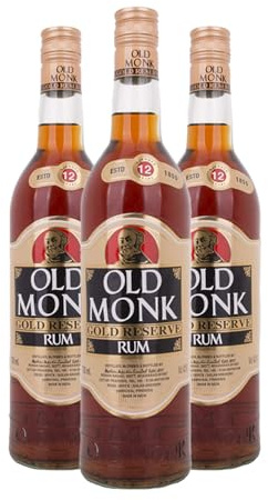 Old Monk - Gold Reserve Indian 42.8% ABV | 12 year old Rum | 3 x 75cl Bottle