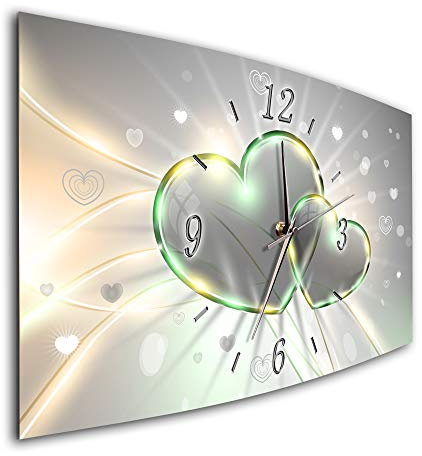 BM Funk Quarz Wanduhr Funkwanduhr Funkwanduhren Funkuhr Funkuhren kein Ticken lautlos geräuschlos leise modern ohne Tickgeräusche groß XXL Wohnzimmer Küche Herz Herzen Valentin 8142-1a