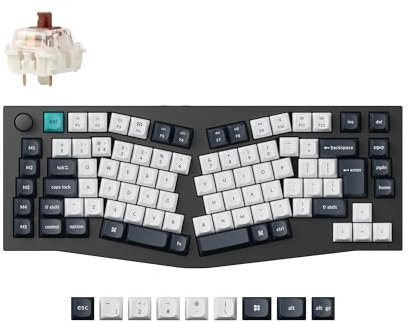 Keychron Q10 Max Alice Ergonomic 75% UK Layout Custom Knob Mechanical Keyboard, Bluetooth 5.1/2.4 GHz/Wired, Full Metal RGB Hot Swappable Gateron Jupiter Brown Switch for Mac Win Linux