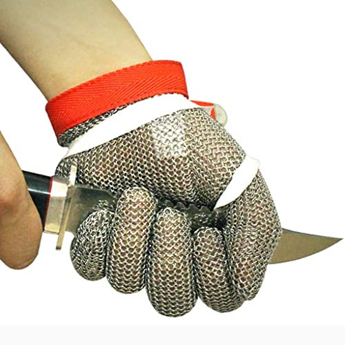 Anti Cutting Gloves Metal anti cutting gloves, Clothing cutting safety work stab proof Chain mail gloves, Universal left and right hand (Size : 1PCS/XL) (1PCS/XS)