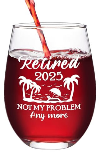 Joymaking Wine Glass Retirement Gift - Retired 2025 Not My Problem Any More, Leaving Gifts for Men Women, Retirement Decorations, Leaving Presents for Colleagues 17oz