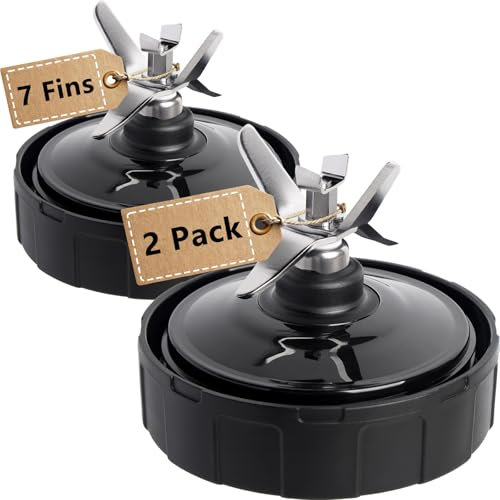 (2 Pack) Blender Replacement Parts Compatible for Ninja Blender, 7 Fins Blender Blade Compatible with Ninja Blenders Auto iQ BL480 BL482 BL642 BL682 NN102