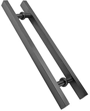 Stilvolles, doppelseitiges Glastürgriff-Set aus gebürstetem Edelstahl, für Hotel, Club, Büro, Geschäft, Titan-Finish, 300 mm Mittelloch