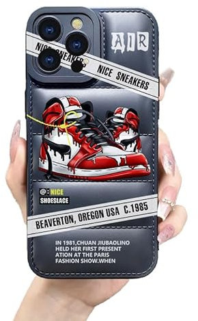 Cairiocoin Ins Hot Sportschuh-Marke Puffer Handyhülle kompatibel mit dem iPhone 16 Pro Max Case 17,5 cm für Jungs, schöne Sneakers-Ästhetik-Grafiken, weiche Silikon-Gummihülle, stoßfeste Schutz-Hülle