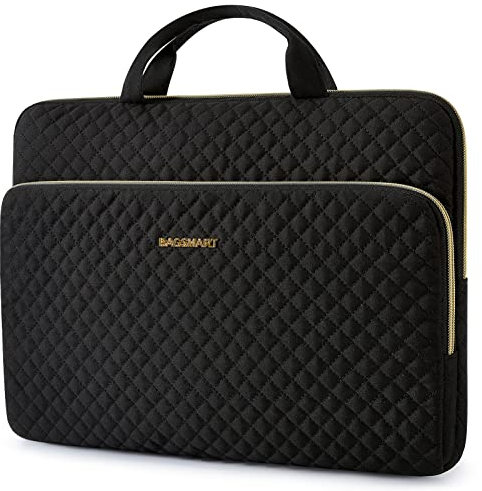 bagsmart Laptop Sleeve Carrying Case with Pocket, Computer Protective Cover for MacBook Air 2025 ASUS Lenovo HP Notebooks (Black, 13-13.3 Inch - Handheld)