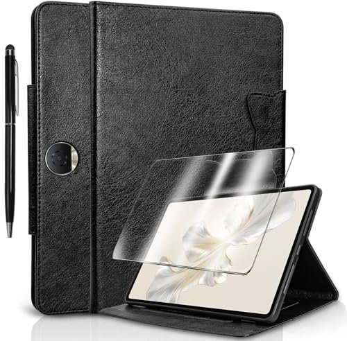 TTYSHTT hülle für Honor Pad 9 Handyhülle mit 1 Stück Panzerfolie, 360 Grad Drehbar Metall Ring Fallschutz Handy Hüllen Outdoor Schutzhülle Cover Schwarz