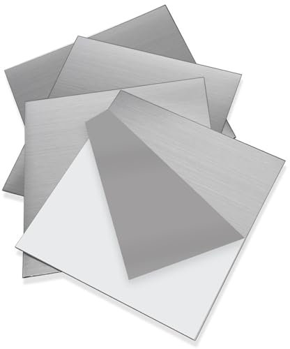 KANABI 4PCS 304 Placa de acero inoxidable 15cm x 15cm, Espesor 0.5mm, 304 Cuadrado Láminas de acero inoxidable para DIY modelo de artesanía bricolaje repara el corte de perforación de agujeros