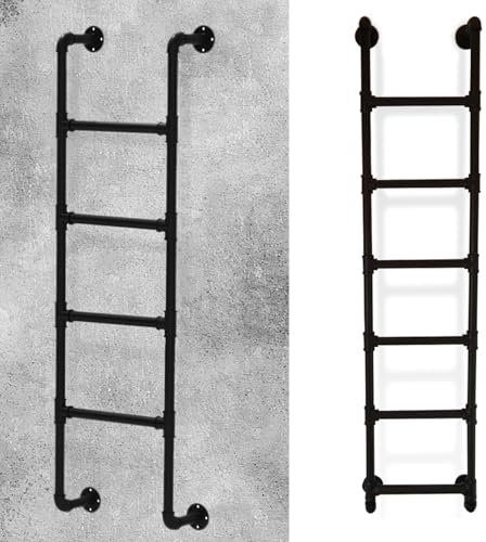 Egress Basement Ladder,Black Metal Iron Egress Window Well Ladder, 3/4/5 Step Ladders for Loft Climbing Ladders for High Bed Outside Deck RV Apartments/Fire Safety Escape Ladders
