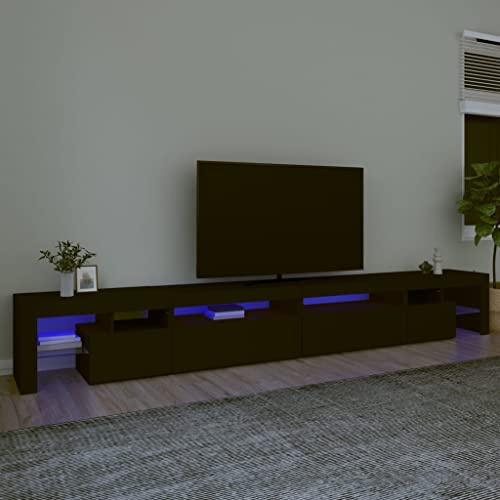 Festnight TV Schrank mit led Beleuchtung TV Schrank 290cm lang Lowboard Led Fernseher beleuchtung-Schwarz-290 cm