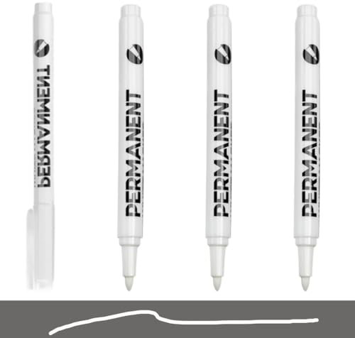 JEYORZY 4 Stück Marker Weiß Stift, Permanent Marker Weiß, 1,0 mm Fadenbreite, Wasserfest und Schnell Trocknender Permanent Marker, für Steine, Keramik Holz Papier Glas Stoff Metall Leinwand