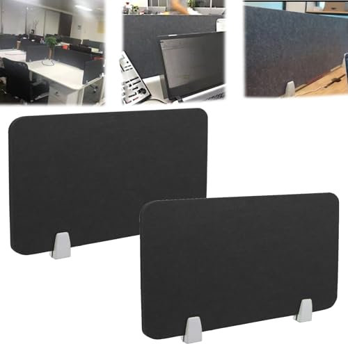 WJPUELUO Akustik Trenn-Wand Für Schreibtisch,Tisch-Sichtschutz,Filz Freistehender Akustischer Schreibtischteiler Reduzieren Sie Lärm Und Visuelle Ablenkungen Mit 2 Clips,Schwarz,30X60cm