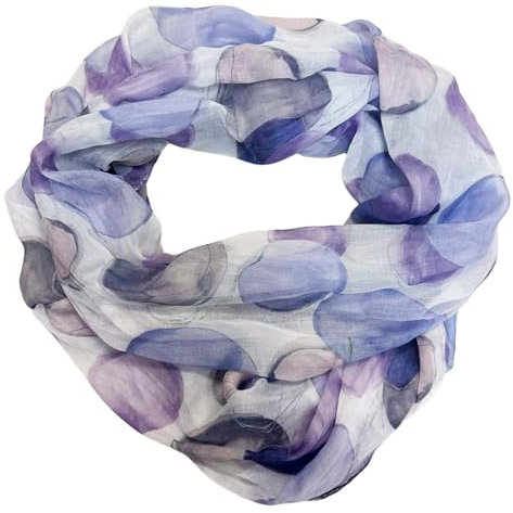 J26 Dots Punkte Seide Sommer Kreis Loop Farbverlauf Silk Uni Rundschal Schlauchschal Stola Schal leicht (Kreis Lila)