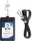 Teskyer Porte Badge tour de Cou - avec Cordon Rétractable, Cuir PU, 2 Emplacements pour Cartes, Vertical, Noir