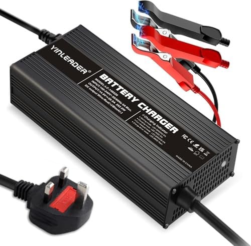 LiFePO4 Car Battery Charger 20A 12V, Fully Automatic Intelligent Charger for Lithium Iron Phosphate Batteries 14.6V 20A - Multiple Protection Compact Size