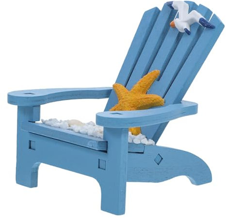 GLEAVI Strandkorb Dekoration Ornamente Strandschmuck Strandhaus Blau Miniatur Thematisiert Strandstuhl Mini-strandkorb-Modell Kleiner Holzstuhl Mini-liegestuhl-Modell Hölzern Blue