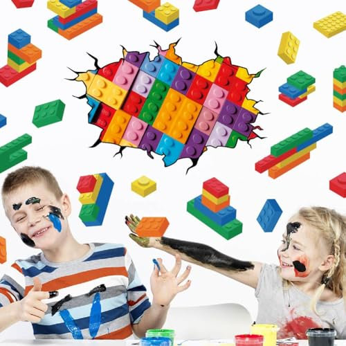 SUPERDANT Wandsticker Bausteine Wandaufkleber Wandtattoo Für Wohnzimmer Kunstaufkleber DIY Vinyl Wandsticker Kunstdekor Für Kinderzimmer Schule Wohnzimmer Schlafzimmer Spielzimmer