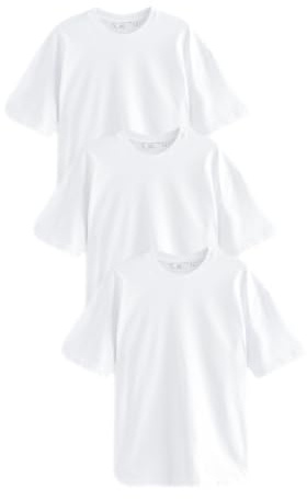 NEXT Herren Schwere Relaxed Fit T-Shirts im 3er Pack Weiß XL