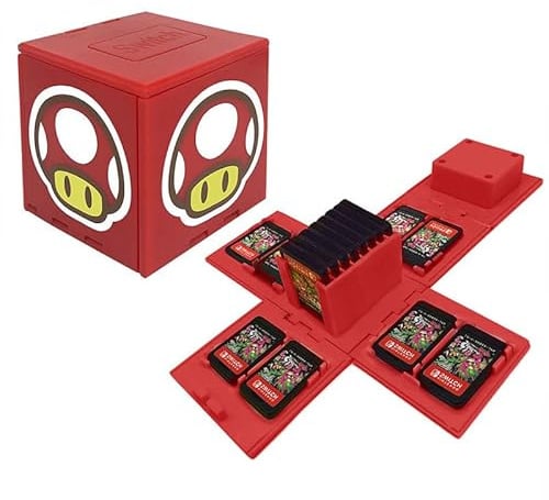 BAYINBROOK Switch Spielkarten-Etui für 16 Spiele – Süßes & Kompaktes Aufbewahrungs-Case (5,7 cm Würfel) Freunde und Familie, Reise & Unterwegs (G Red)