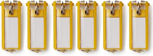 Durable Schlüsselanhänger Key Clip, einfach aufklappen & beschriften (Gelb, 6er Set)