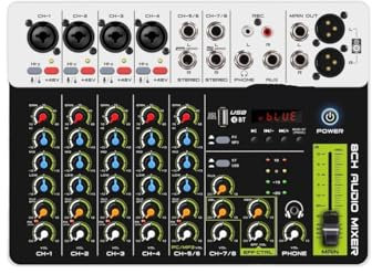 Mixer DJ, Console DJ mixer audio a 8 canali Debra V8 da 2 pezzi con alimentazione Phantom Bluetooth 5.0 48V